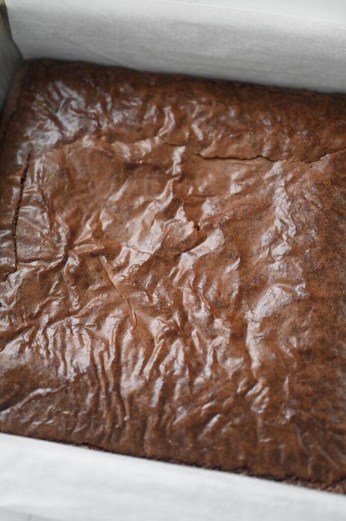A square pan of brownies.