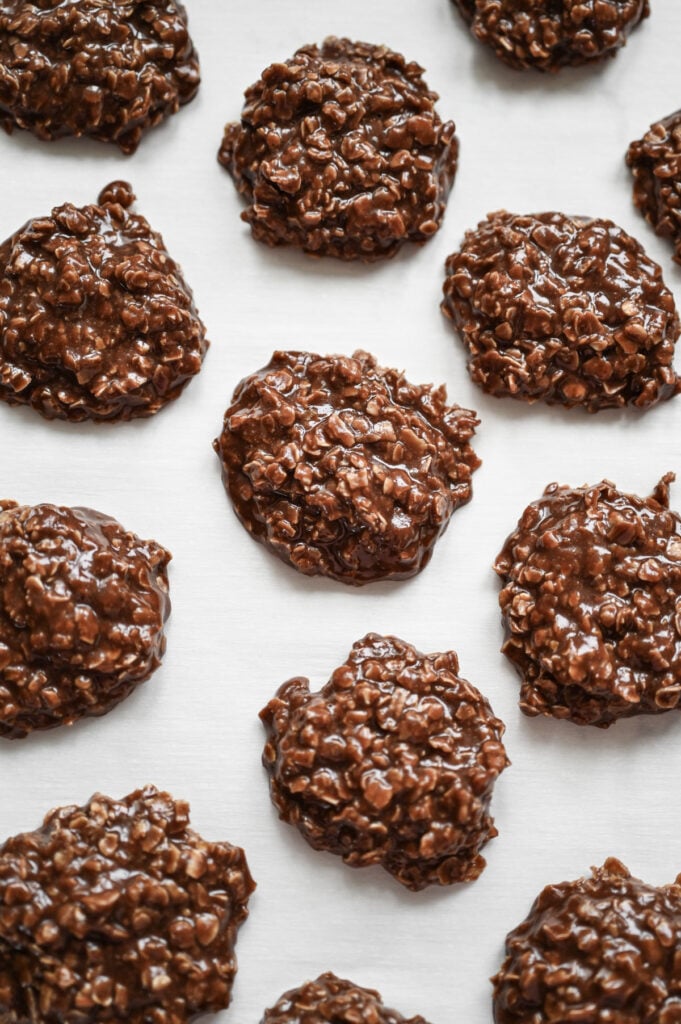 No bake cookies on a sheet pan.