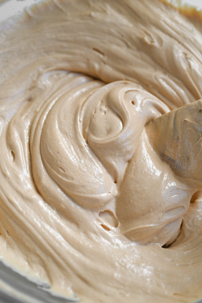 The creamy pie filling in a bowl.