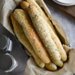 A basket of breadsticks.