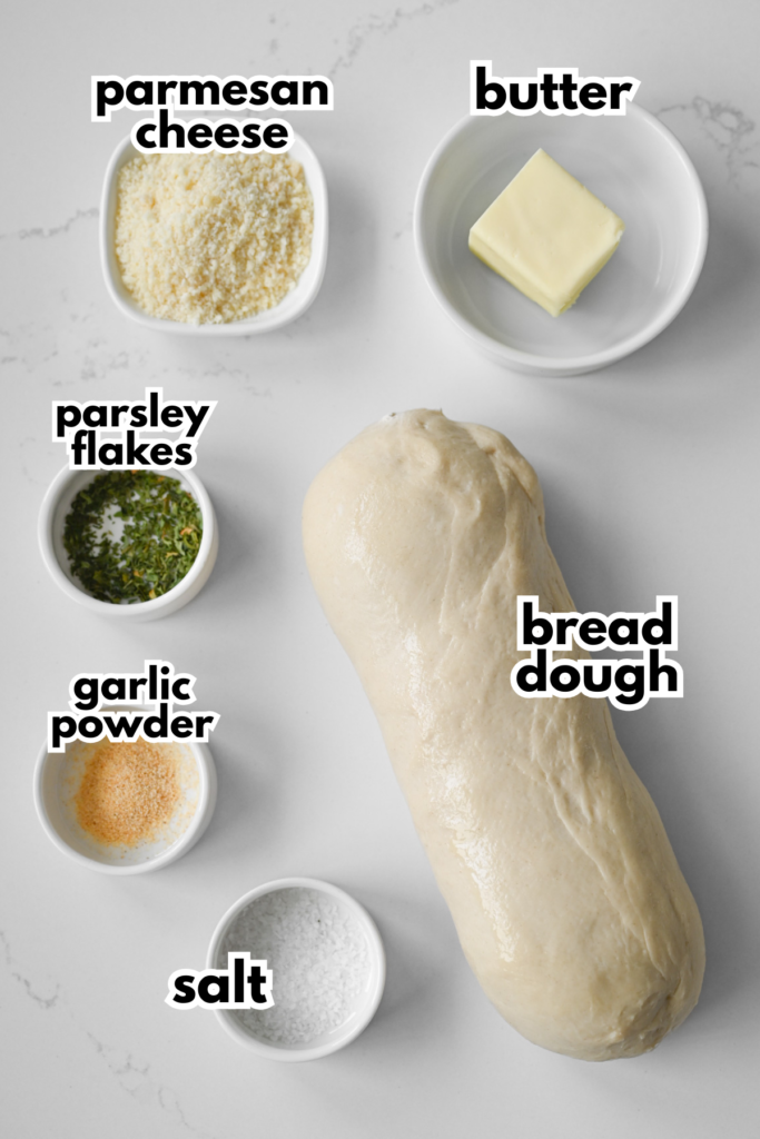 The ingredients needed to make semi-homemade breadsticks.