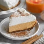 A slice of pumpkin cream pie.